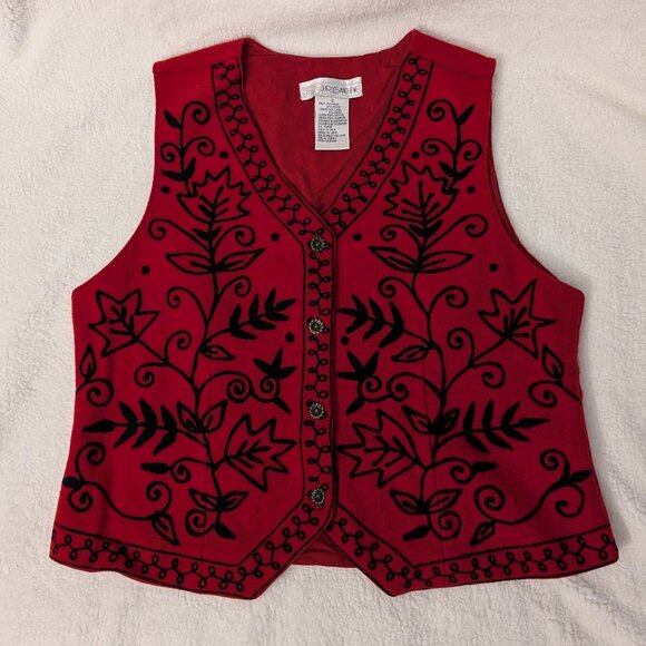 Chrysantheme Embroidered Boho Folk Vest - Picture 1 of 10